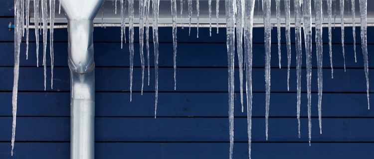 icicles on a roof in winter