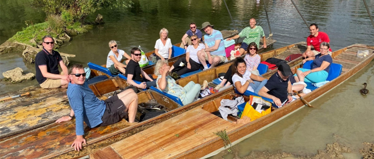 The BlueSKY team enjoying afternoon tea on an Oxford riverbank