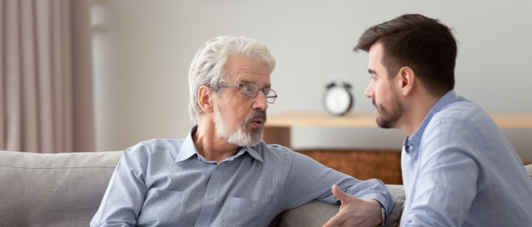 A father and son having a conversation