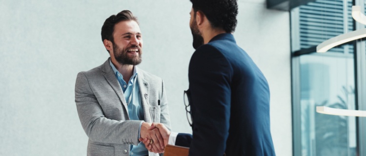 Two professionals shaking hands